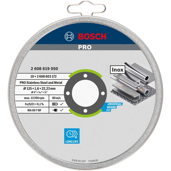 Диск Bosch Standard for Inox 125x1.6x22.23 мм, 10 шт (2608619050)