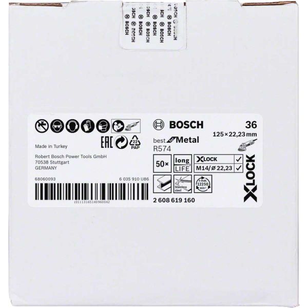 Шліфкруг фібровий Bosch X-Lock R574 Best for Metal 125 мм G36 (2608619160)