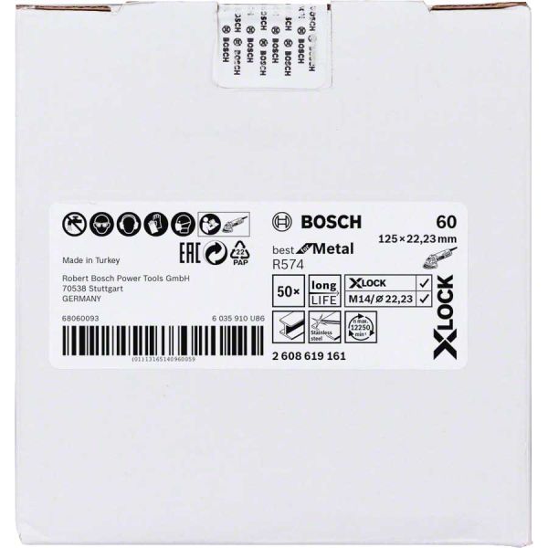 Шліфкруг фібровий Bosch X-Lock R574 Best for Metal 125 мм G60 (2608619161)
