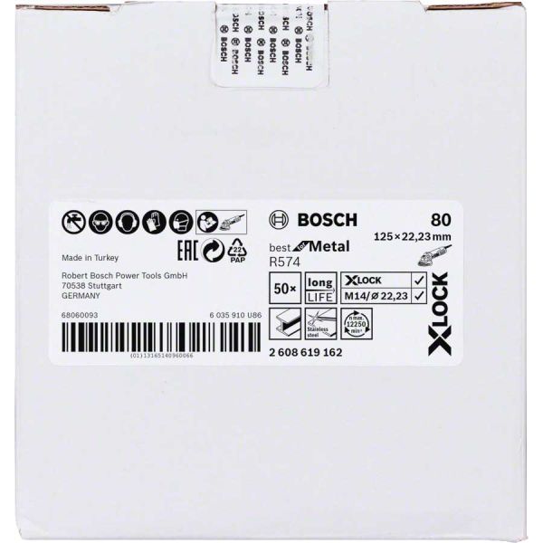 Шліфкруг фібровий Bosch X-Lock R574 Best for Metal 125 мм G80 (2608619162)