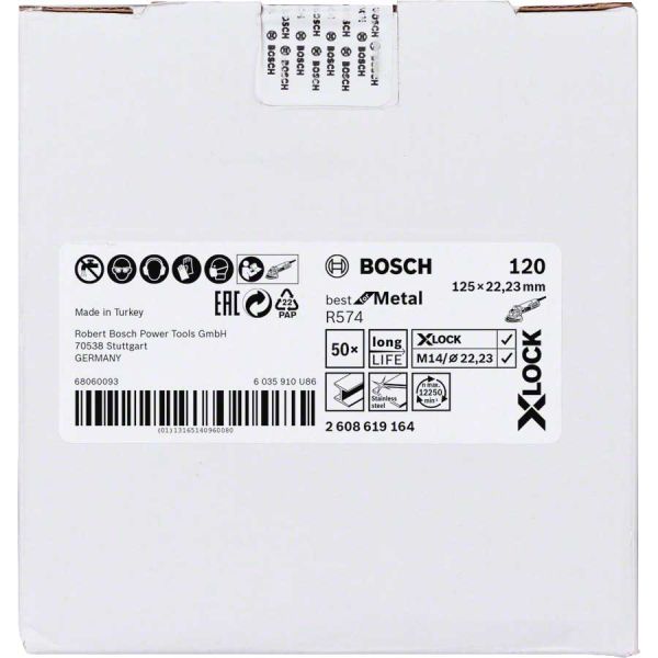Шліфкруг фібровий Bosch X-Lock R574 Best for Metal 125 мм G120 (2608619164)
