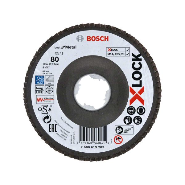 Шліфкруг пелюстковий Bosch X-Lock X571 Best for Metal 125 мм К80 (2608619203)
