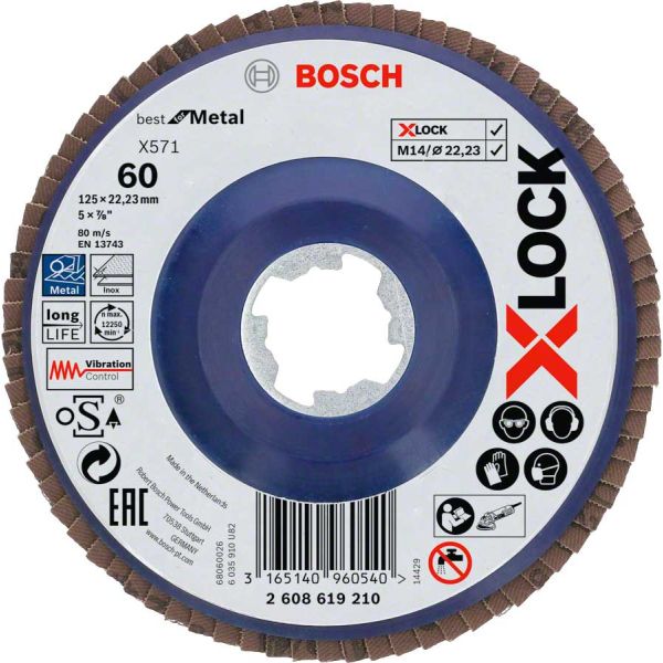Шліфкруг складчастий Bosch X571 Best for Metal 125 мм G60 прямий (2608619210)