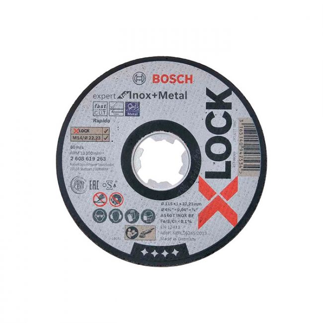 Круг отрезной Bosch X-Lock Expert for Inox+Metall 115х1х22,23 мм, прямой (2608619263)