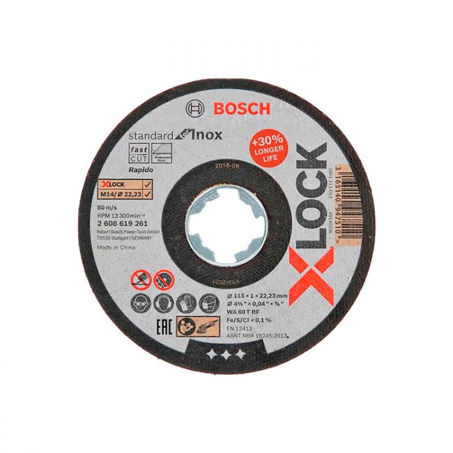 Круг отрезной Bosch X-Lock Standard for Inox 115х1х22,23 мм, прямой, 10 шт (2608619266)