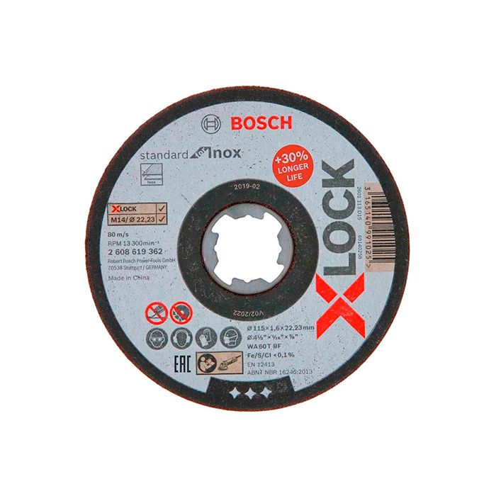 Круг отрезной Bosch X-Lock Standard for Inox 115х1,6х22,23 мм, прямой (2608619362)