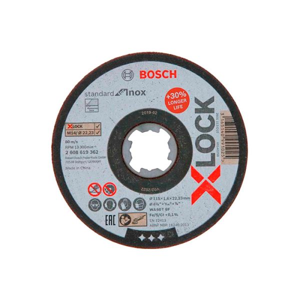 Круг отрезной Bosch X-Lock Standard for Inox 115х1,6х22,23 мм, прямой (2608619362)