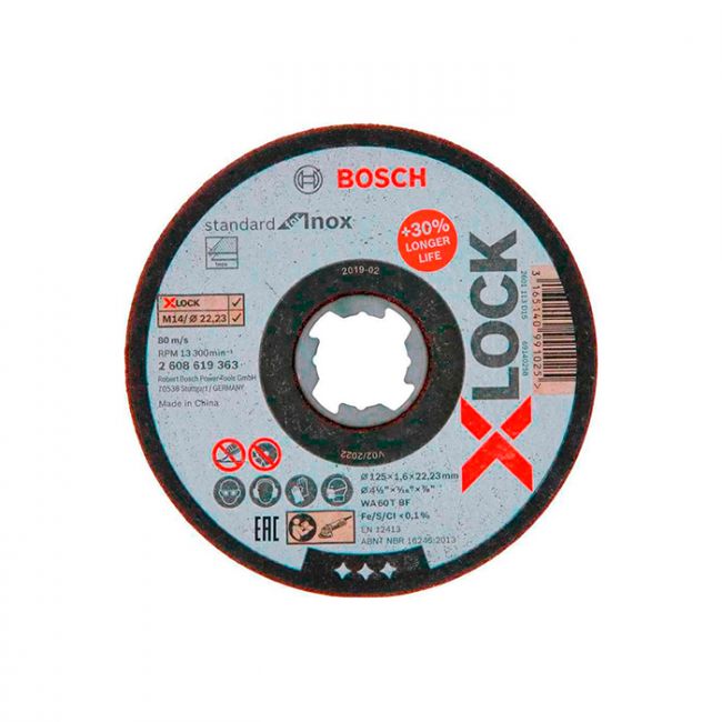 Круг отрезной Bosch X-Lock Standard for Inox 125х1,6х22,23 мм, прямой (2608619363)