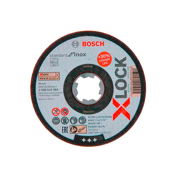 Круг отрезной Bosch X-Lock Standard for Inox 125х1,6х22,23 мм, прямой, 10 шт (2608619364)
