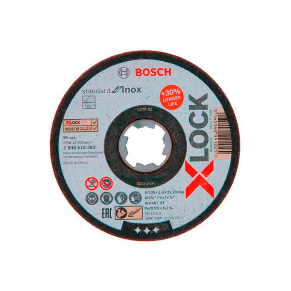 Круг отрезной Bosch X-Lock Standard for Inox 125х1,6х22,23 мм, прямой, 10 шт (2608619364)