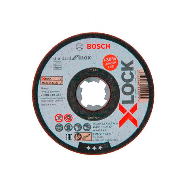 Коло відрізне Bosch X-Lock Standard for Inox 125х1,6х22,23 мм, 10 шт (2608619364)