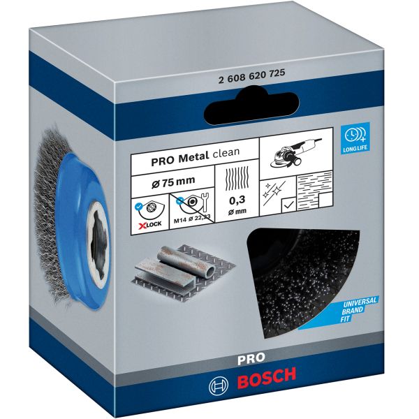 Щітка чашкова Bosch X-Lock 75 мм кручена сталь 0,3 мм (2608620725)