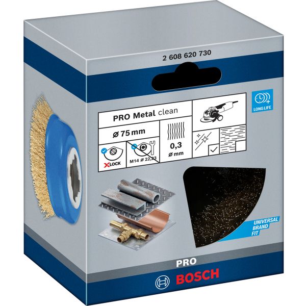 Щітка зачисна Bosch X-Lock 75 мм кручена латунь 0,3 мм (2608620730)
