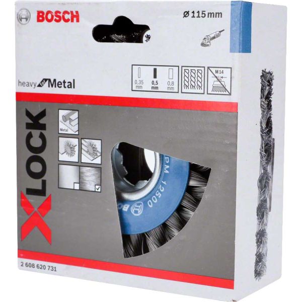 Дискова щітка Bosch X-Lock 115 мм вузлики сталь 0,5 мм (2608620731)