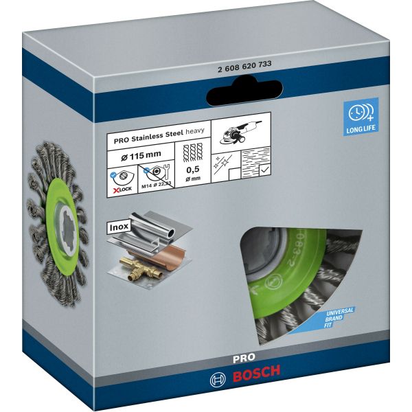 Дискова щітка Bosch PRO Stainless Steel heavy, X-Lock, 115х0.5 мм (2608620733)