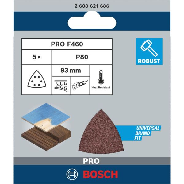 Шліфлист Bosch F460 93 мм G80, 5 шт (2608621686)