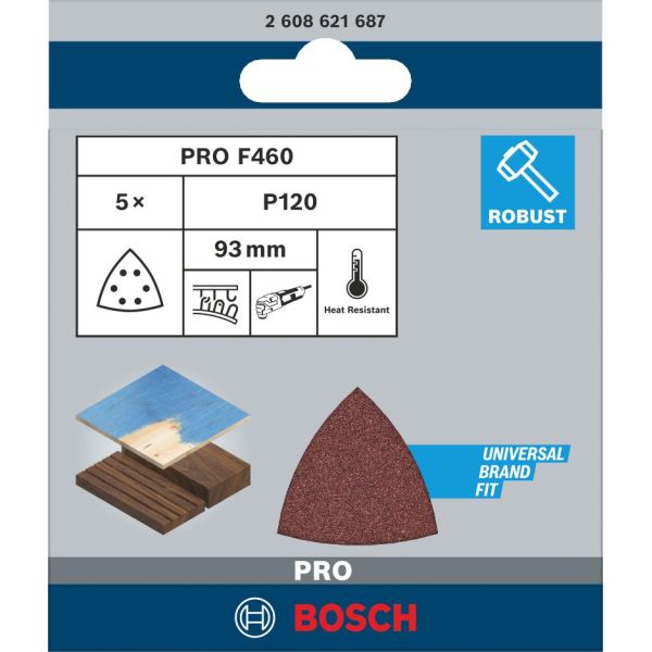 Шліфлист Bosch F460 93 мм G120, 5 шт (2608621687)