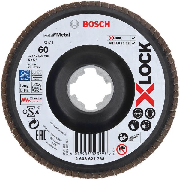 Ламельний шліфкруг Bosch X571 G60 Best for Metal 125 мм X-Lock (2608621768)
