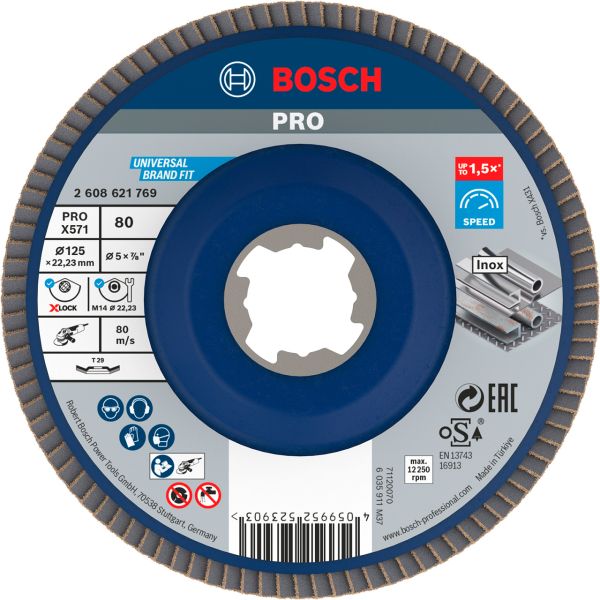 Шліфкруг пелюстковий Bosch X-Lock X571 Best for Metal 125 мм К80 (2608621769)