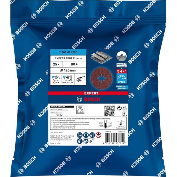 Шліфувальний круг фібровий Bosch X-Lock Expert R781 Prisma Ceramic, 125 мм, G80, 25 шт (2608621796)