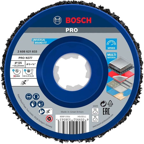 Круг зачисний Bosch PRO N377 X-Lock Multi Material Cleaning Disc, 125х22.23 мм (2608621833)
