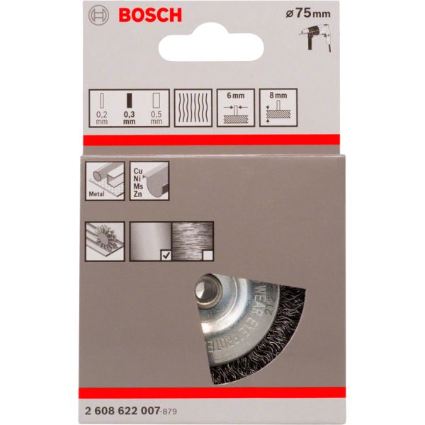 Дискова щітка Bosch 75х8 мм хвилястий дріт 0,3 мм сталь (2608622007)