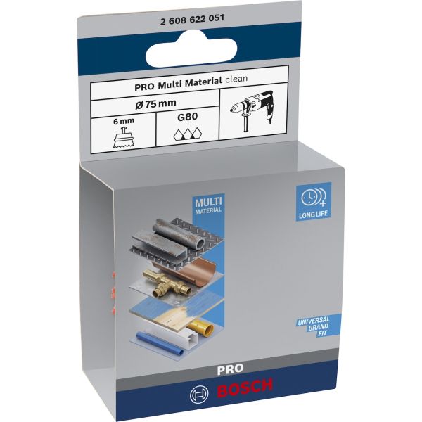 Зачисна чашкова щітка Bosch Pro Multi Material clean 75x1 мм, прямий хвостовик (2608622051)
