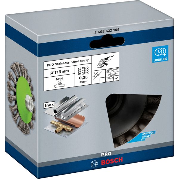 Щітка кільцева зачисна PRO Stainless Steel heavy 115x0.35 мм М14 (2608622109)