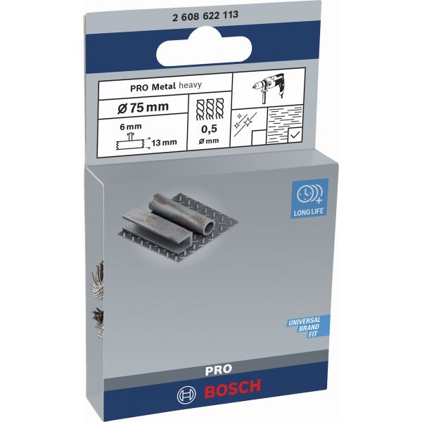 Зачисна дискова щітка Bosch Pro Metal heavy 75x0.5 мм, прямий хвостовик (2608622113)