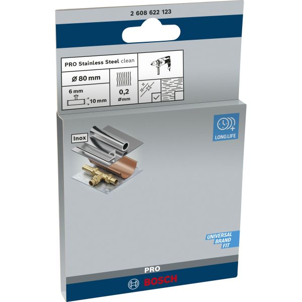 Дискова щітка Bosch PRO Stainless Steel clean 80x0.2 мм прямий хвостовик (2608622123)