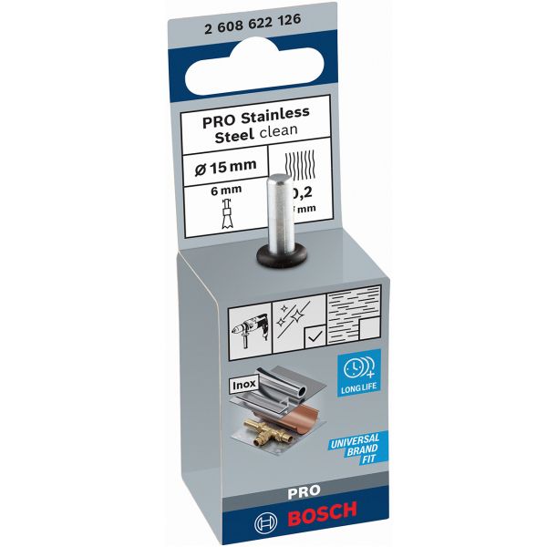 Зачисна щітка Bosch PRO Stainless Steel clean 15x0.2 мм прямий хвостовик (2608622126)