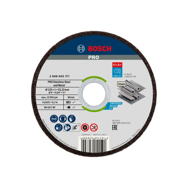 Круги відрізні Bosch Pro Stainless Steel and Metal 125х1х22.23 мм, 100 шт (2608626113)