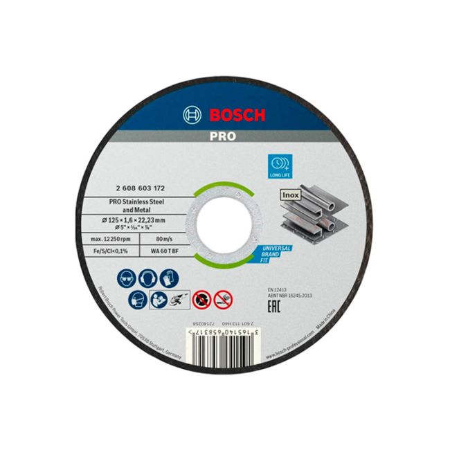 Круги відрізні Bosch Pro Stainless Steel and Metal 125х1.6х22.23 мм, 100 шт (2608626114)
