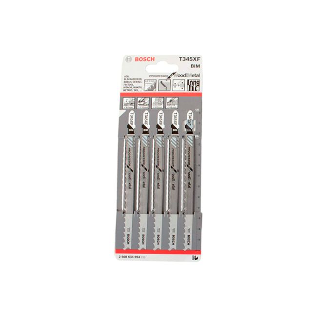 Пильное полотно по дереву с металлом Bosch T 345 XF (5 шт.) (2608634994)