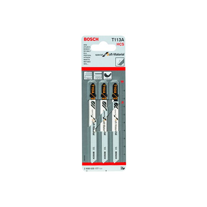 Пильное полотно по картону, ковровому покрытию, коже Bosch T 113 A (3 шт.) (2608635177)