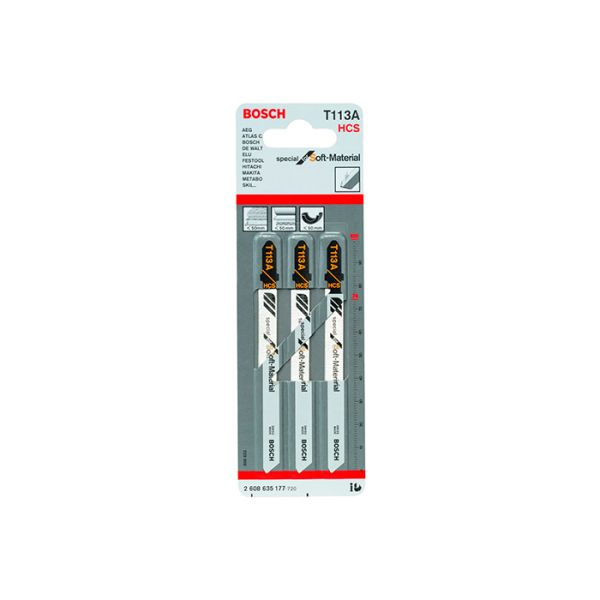 Пильное полотно по картону, ковровому покрытию, коже Bosch T 113 A (3 шт.) (2608635177)