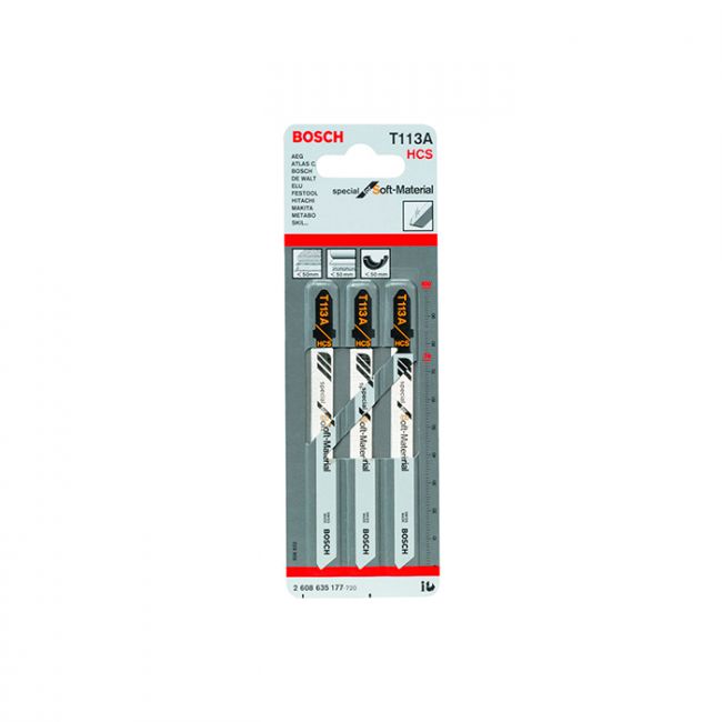 Пильное полотно по картону, ковровому покрытию, коже Bosch T 113 A (3 шт.) (2608635177)