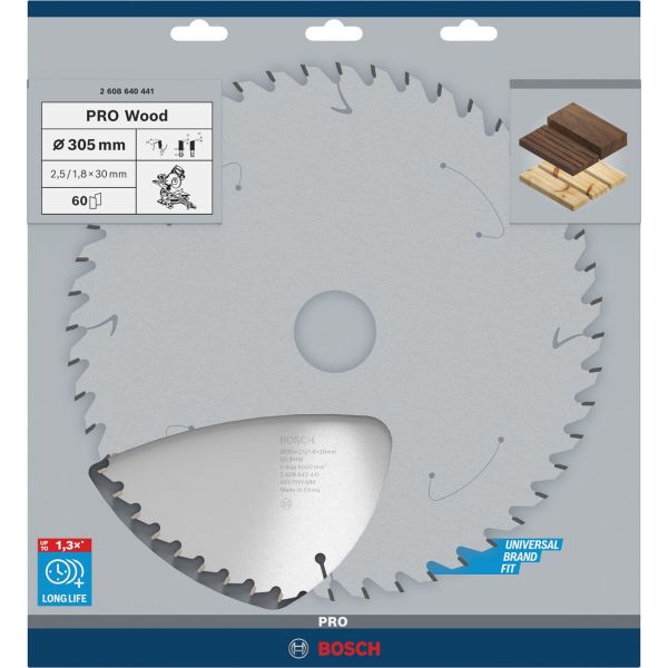 Пиляльний диск по дереву Bosch PRO Wood 305x2.5/1.8x30 мм, 60 ATB (2608640441)