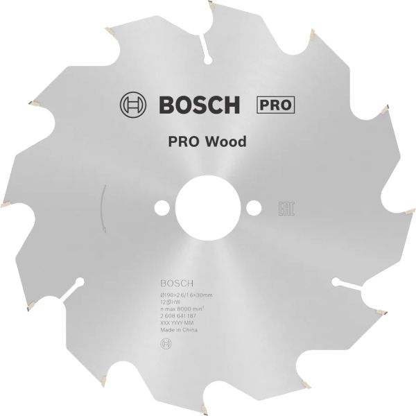 Диск по дереву Bosch PRO Wood 190?2,6?30, 12 ATB (2608641187)