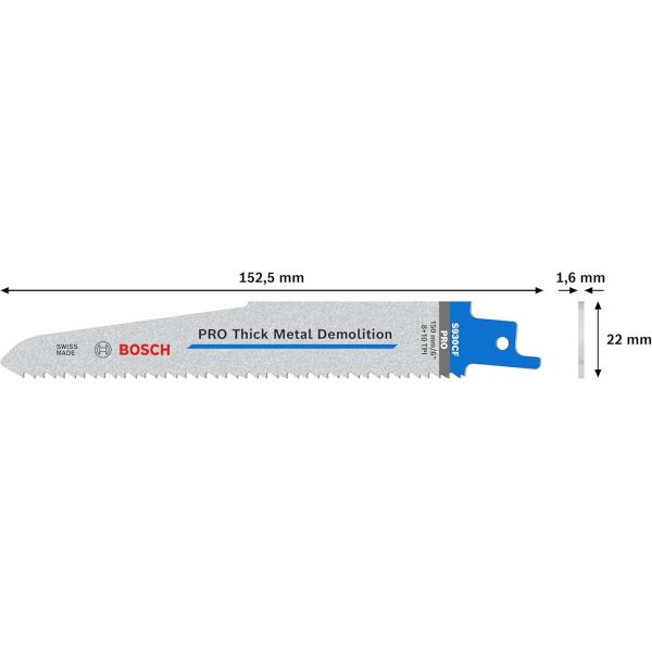 Пиляльне полотно Bosch Pro Thick Metal Demolition S930CF, 150 мм, 5 шт (2608657527)