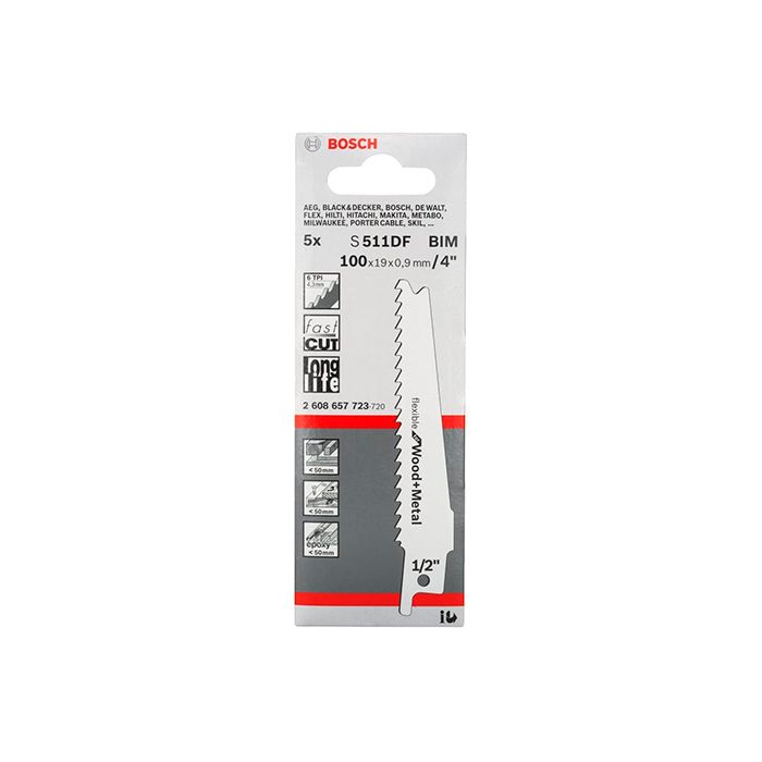Пильное полотно Bosch S 511 DF Flexible for Wood and Metal (5 шт.) (2608657723)