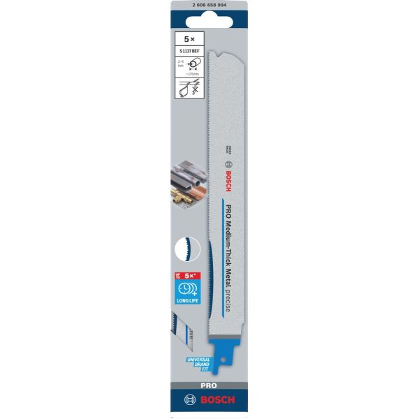 Пиляльне полотно Bosch PRO Medium-Thick Metal precise S 1137 BEF, 225 мм, 5 шт (2608658994)