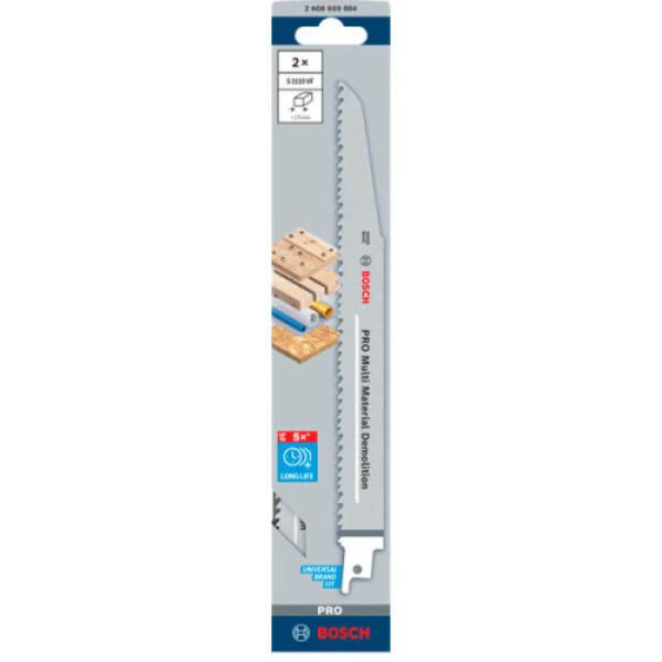 Пиляльне полотно Bosch PRO Multi Material Demolition S 1110 VF, 225 мм, 2 шт (2608659004)