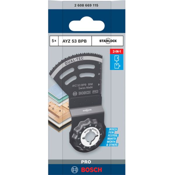 Занурювальне пиляльне полотно Bosch PRO AYZ 53 BPB Dual-Tec 53x40 мм, 5 шт (2608669115)