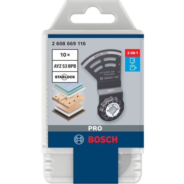 Занурювальне пиляльне полотно Bosch PRO AYZ 53 BPB Dual-Tec 53x40 мм, 10 шт (2608669116)
