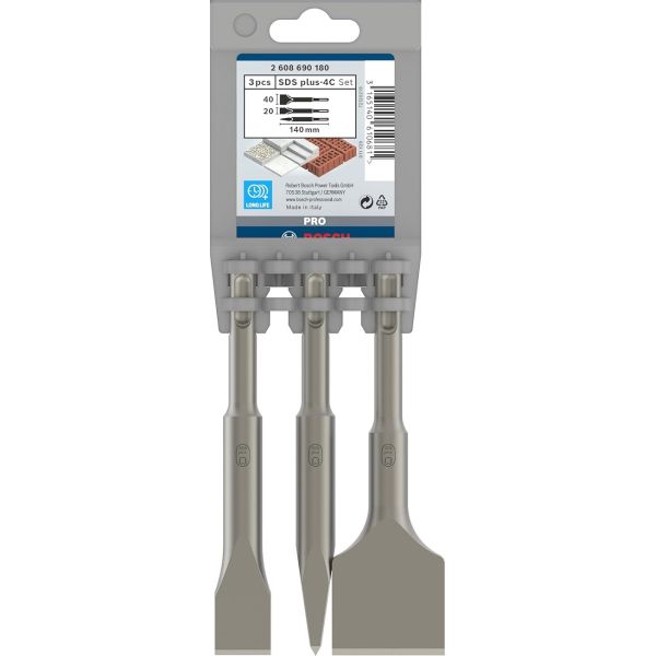 Набір зубил Bosch PRO SDS plus-4C Chisel Set, 3 шт (2608690180)