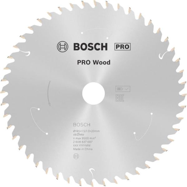 Пиляльний диск Bosch Standard for Wood 165x1.5/1.0x20 мм, Т48 (2608837687)