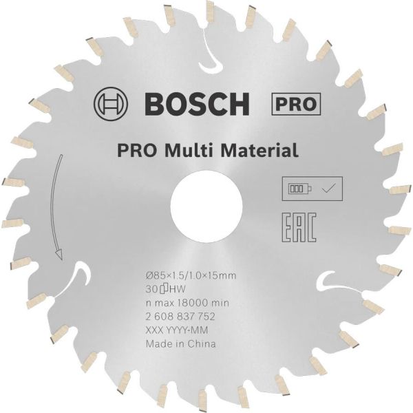 Пиляльний диск Bosch PRO Multi Material 85x1.5/1x15 мм, 30 HLTCG (2608837752)