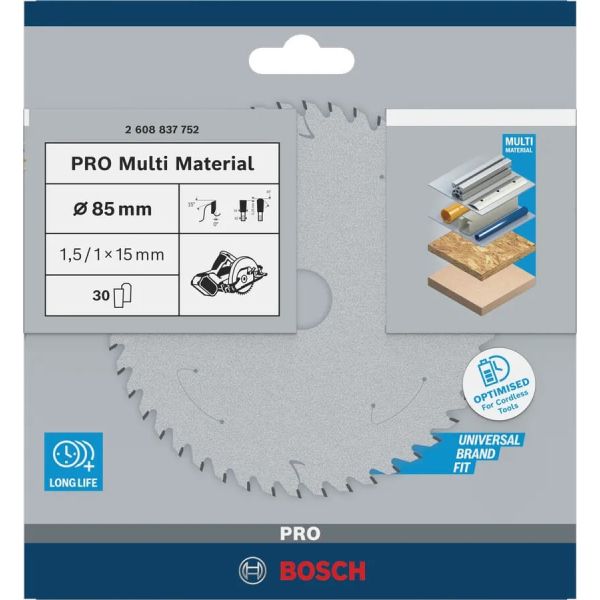 Пиляльний диск Bosch PRO Multi Material 85x1.5/1x15 мм, 30 HLTCG (2608837752)