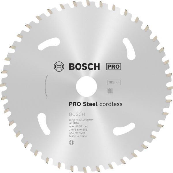 Пиляльний диск для акумуляторних циркулярних пил Bosch PRO Steel 165x1.6/1.2x20 мм, 36 HB (2608846858)